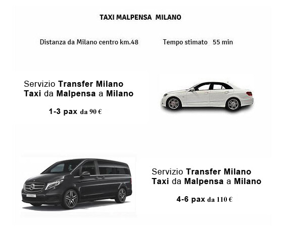 Tariffe taxi Milano Malpensa