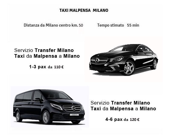 Tariffe taxi Malpensa Milano